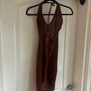 Brown crochet cover up